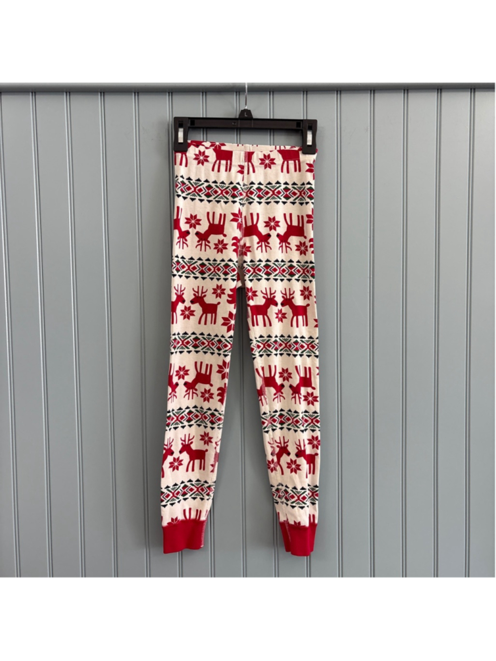 Hanna Andersson Pajama Bottoms 6-7 White Red Reindeer